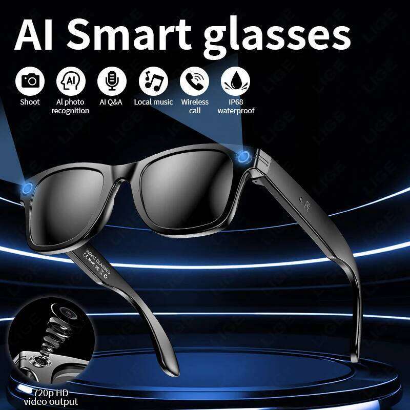 Meta Glasses LIGE New AI Smart Recording Videos Photo Recognition Answer Translation Large Battery Ip65 Waterproof Bluetooth Glasses