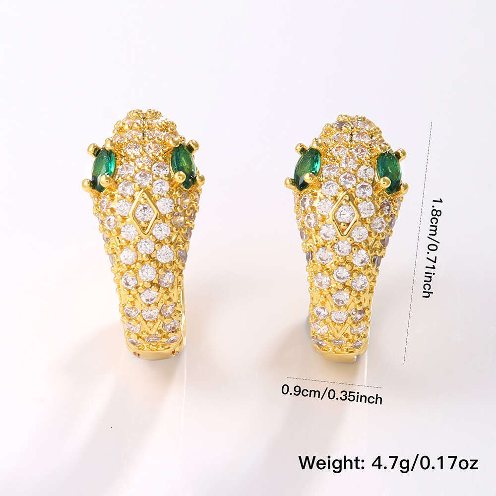 2024 Hot-Selling Same Style Micro-Inlaid Zircon Snake-Shaped Elegant Women's Hoop Earrings Exquisite