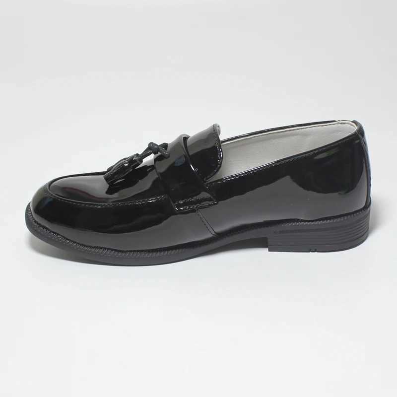 2023 Boys Shoes for Children Teenagers for Weddings Performance Shows Stage Black Casual Flats Kids Patent PU Leather Shoes Soft XJ250724