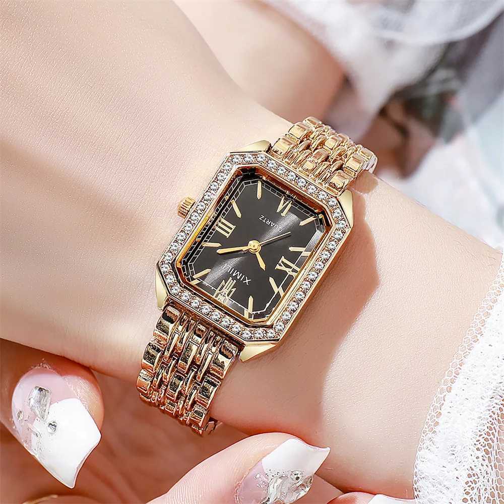 2025 Light Luxury Brand Watch Women Business Simple Diamond Gold Watches Casual Female Student Fashion Quartz Clock Wristwatches W250724