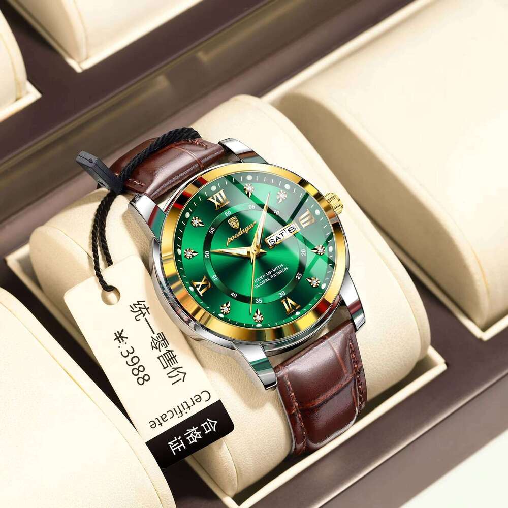 DHwatches POEDAGAR Fashion Elegant Week Waterproof Luminous Men Wristwatch Leather Strap Reloj Men's Watch for Man