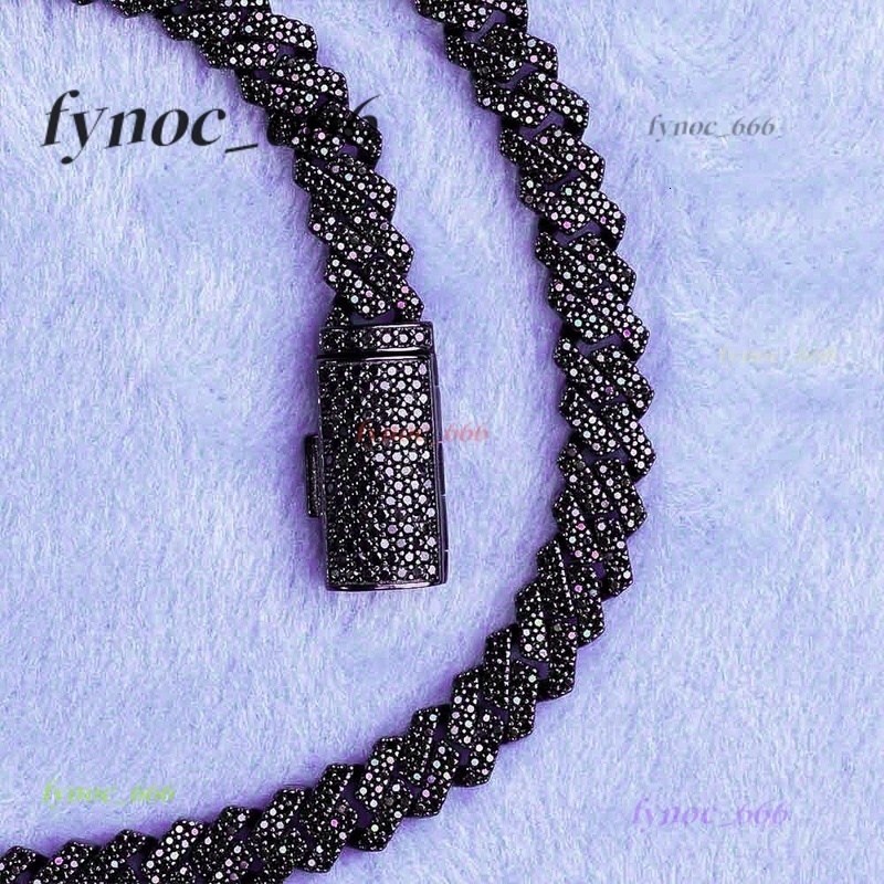 Hip Hop Fine Jewelry Passd Diamond Tester 925 Sterling Silver Iced Out 8MM VVS Black Moissanite Prong Cuban Link Chain for Men