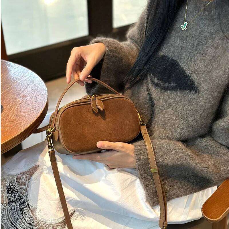 2025 New Small Square Simple Genuine Leather Crossbody Bag, Fashionable And Versatile Cowhide Single Shoulder Women's Bag