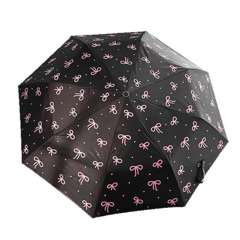 Polka Dot Bowknot Umbrella for Women - UPF50+ Premium Sunshade Rainproof Manual Fold High-Density Fabric R250724