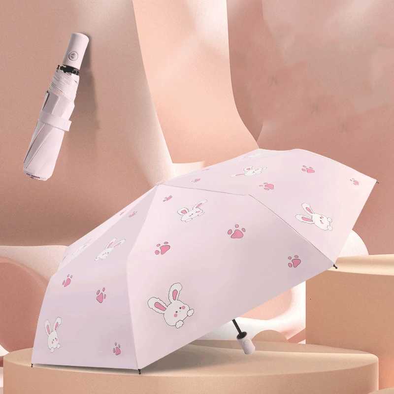 Umbrella parasol black rubber umbrella fabric various colored rabbits fashionable automatic umbrella adult student umbrella R250724