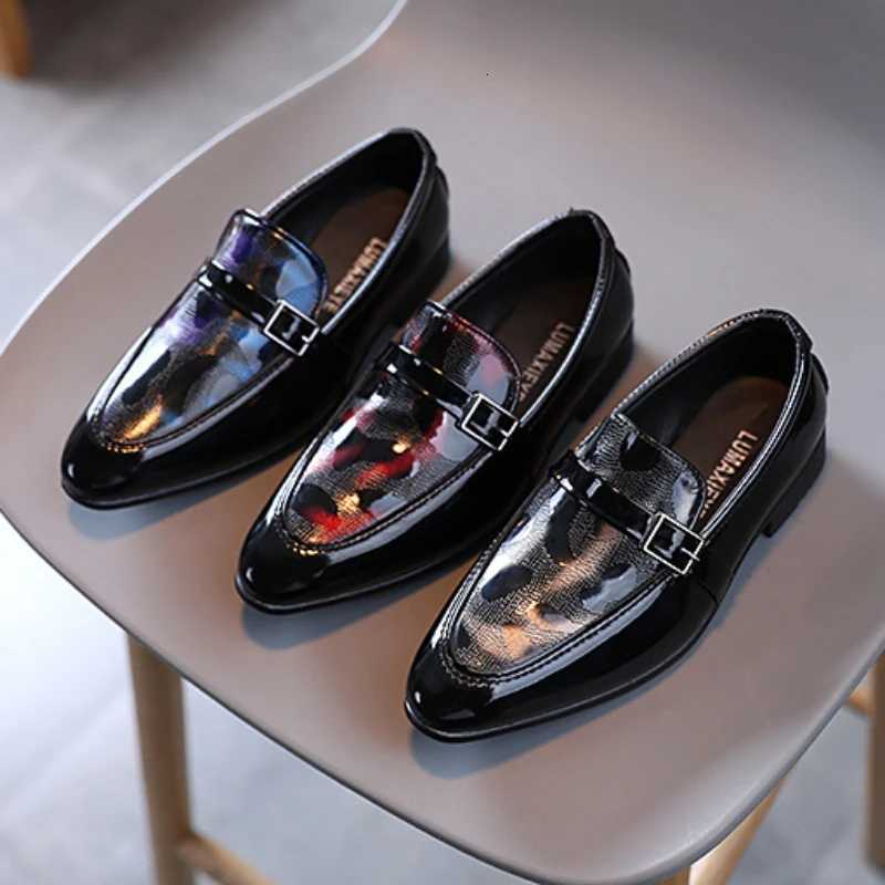 Childrens Leather Shoes Fashion British Style Boys School Performance Low-heeled Versatile Kids Wedding Pointed Toe Single Shoes XJ250724