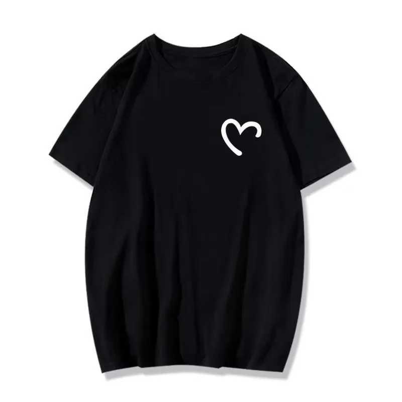 M-8XL Summer Mens Oversized T-shirt Simple Love Printed T-shirt Suitable for Both Men and Women Y250819