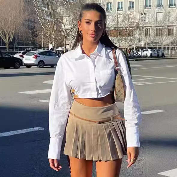 TRAFZA Women's Style Solid Color Bodycon Sexy Short Half Skirt B5