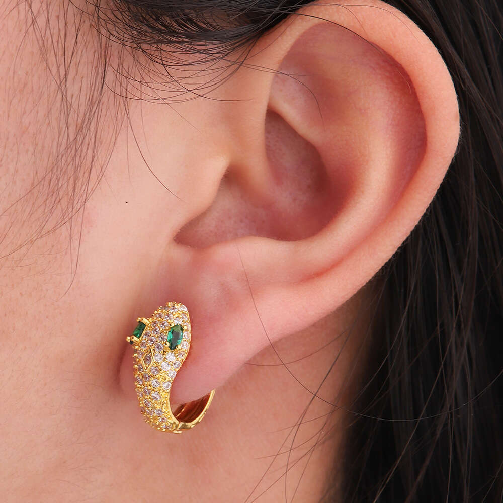 2024 Hot-Selling Same Style Micro-Inlaid Zircon Snake-Shaped Elegant Women's Hoop Earrings Exquisite