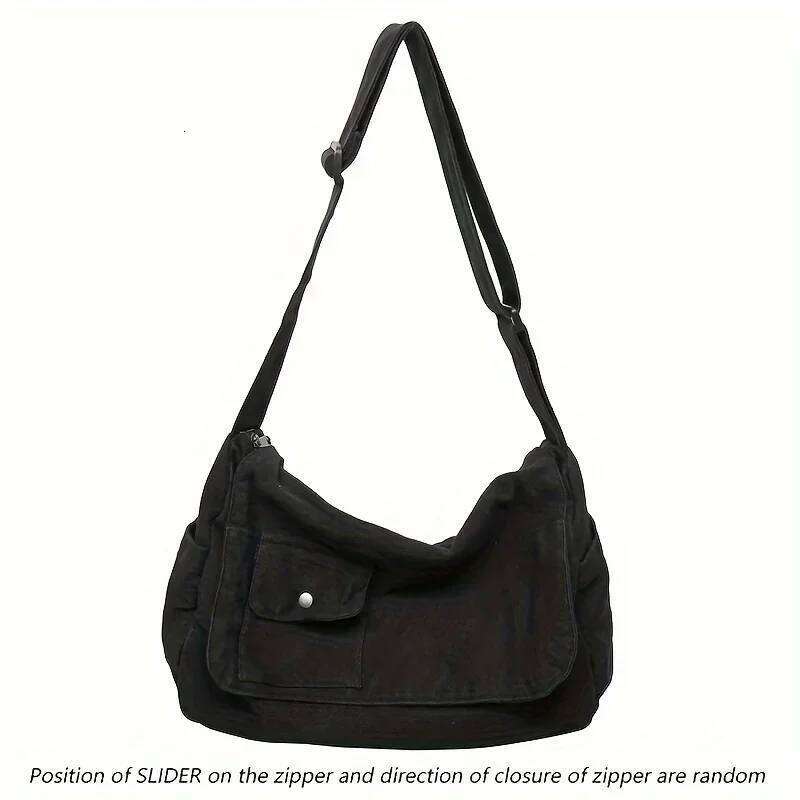 Casual Canvas Messenger Bag Versatile Flip Large Capacity Shoulder Book Bags Student Adjustable Crossbody bags For Men Women