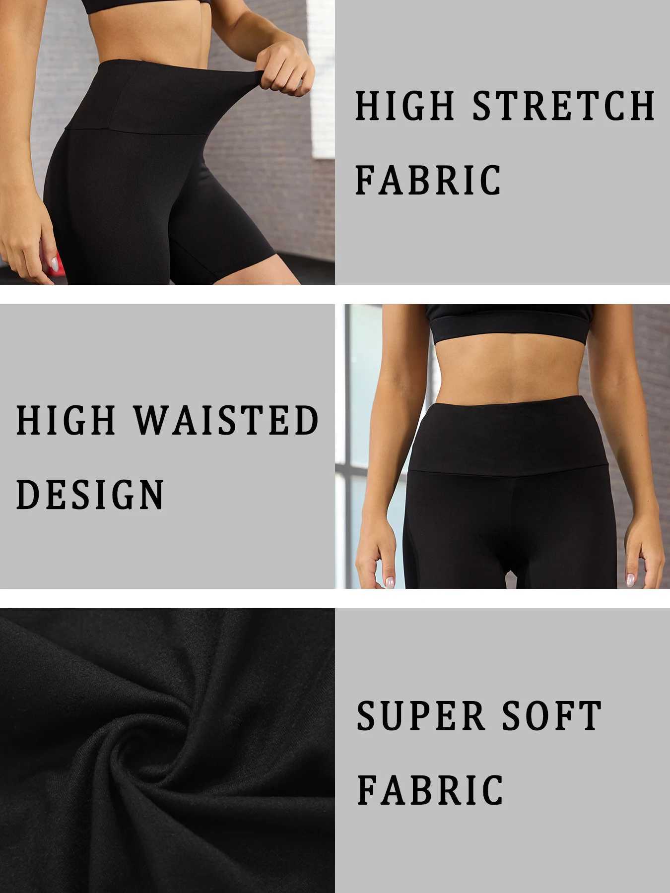 3-Pack Womens High-Waisted Biker Shorts Super Soft Tummy Control No See Through Workout Yoga Running Push-Up Gym Fitness Shorts XJ250724