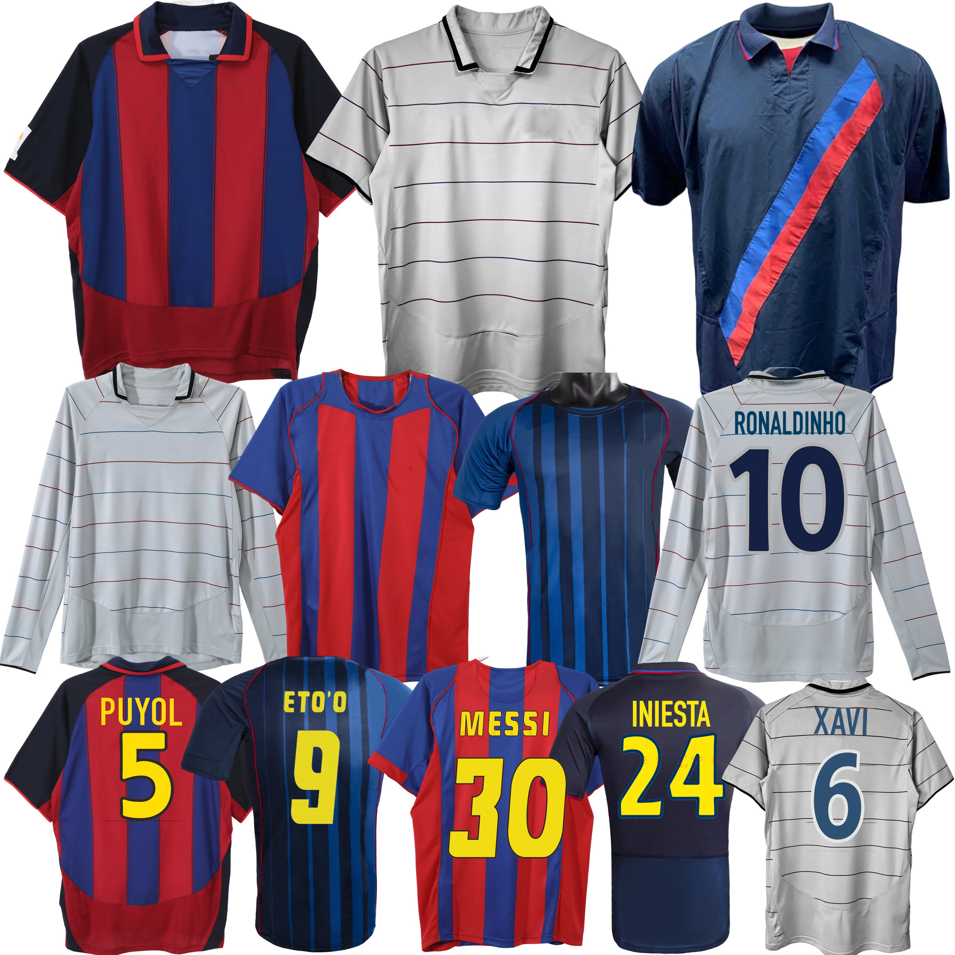 2003 2004 2005 XAVI Ronaldinho retro soccer jerseys 03 04 05 eto o Deco classic vintage Kluivert COCU Iniesta Luis Enrique PUYOL football shirt