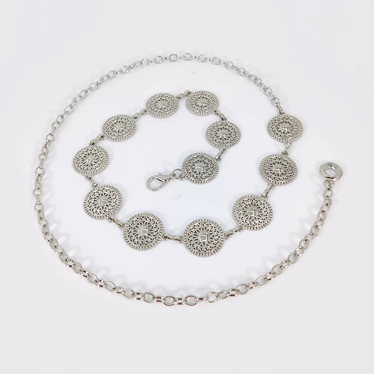 Boho Hollow Out Round Chain Belts Classic Metal Waist Chain Vintage Adjustable Body Jewelry Trendy Dress Chain For Women Girls 250722