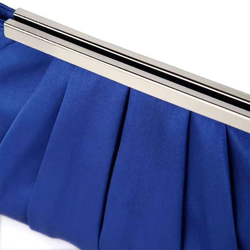 Exquisite Pleated Crystal Satin Tail Evening Bag Wedding Bridal Clutch Handbag Shoulder Chain Ladies Designer Wallet Purse