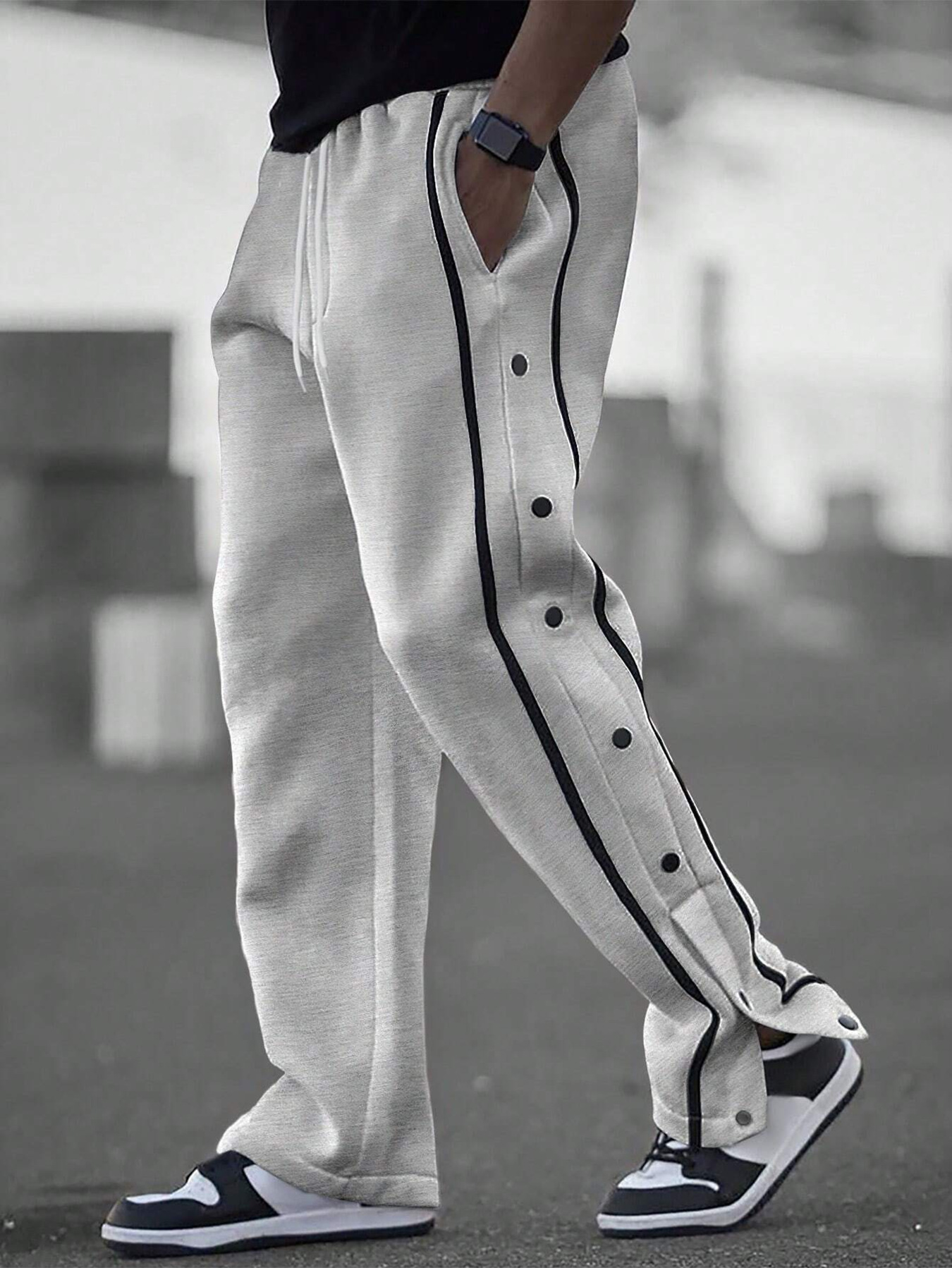New Free shipping designer pants for man Buckle casual pants high street trendy brand