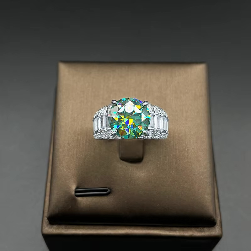 5 Ring S925 Sterling Silver Wedding Ring Green Ring Band 250724