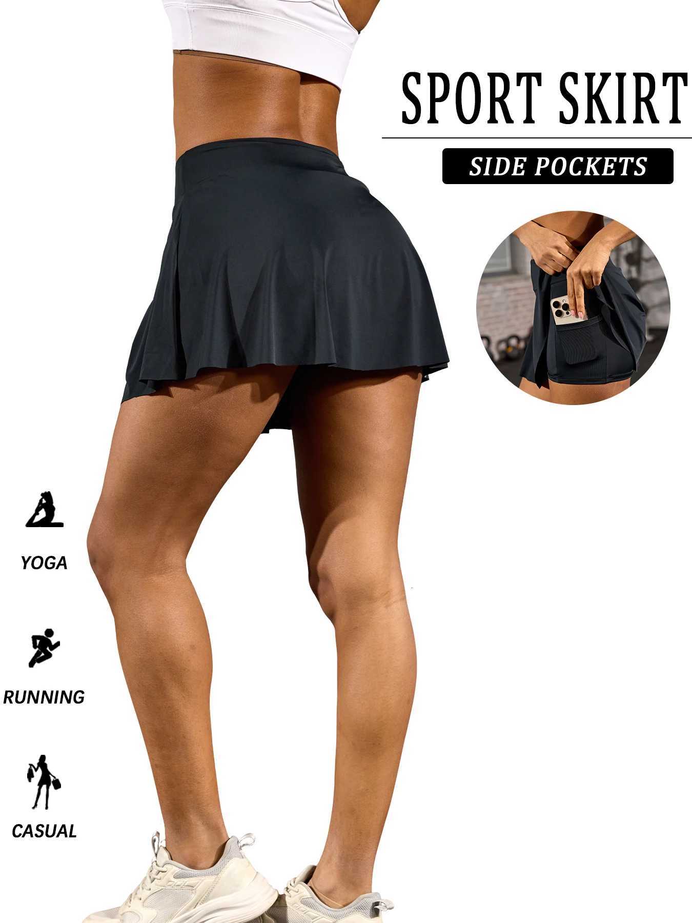 Super Soft Double Layer Sport Skirt For Women With Inner Layer Pockets Quick-Dry Tennis Skirt Workout Golf Skorts SkirtsXJ250724