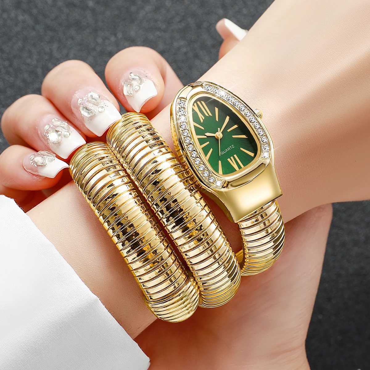 Fashion Women Snake Shape Quartz Watches Luxury Rhinestone Roman Dial Wristwatch Girls Clock Reloj Mujer W250724