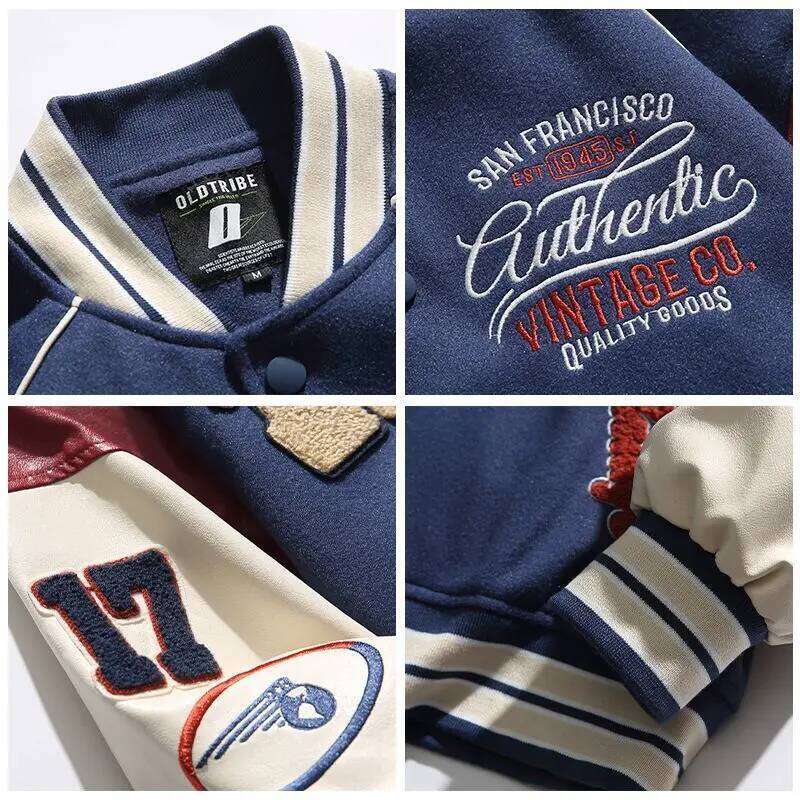 Women's Wear A Embroidery Racing Varsity Jacket Men Veste Baseball Uniform Youth Coats Winter Autumn Fallout Leather Sleeve Navy Blue Green