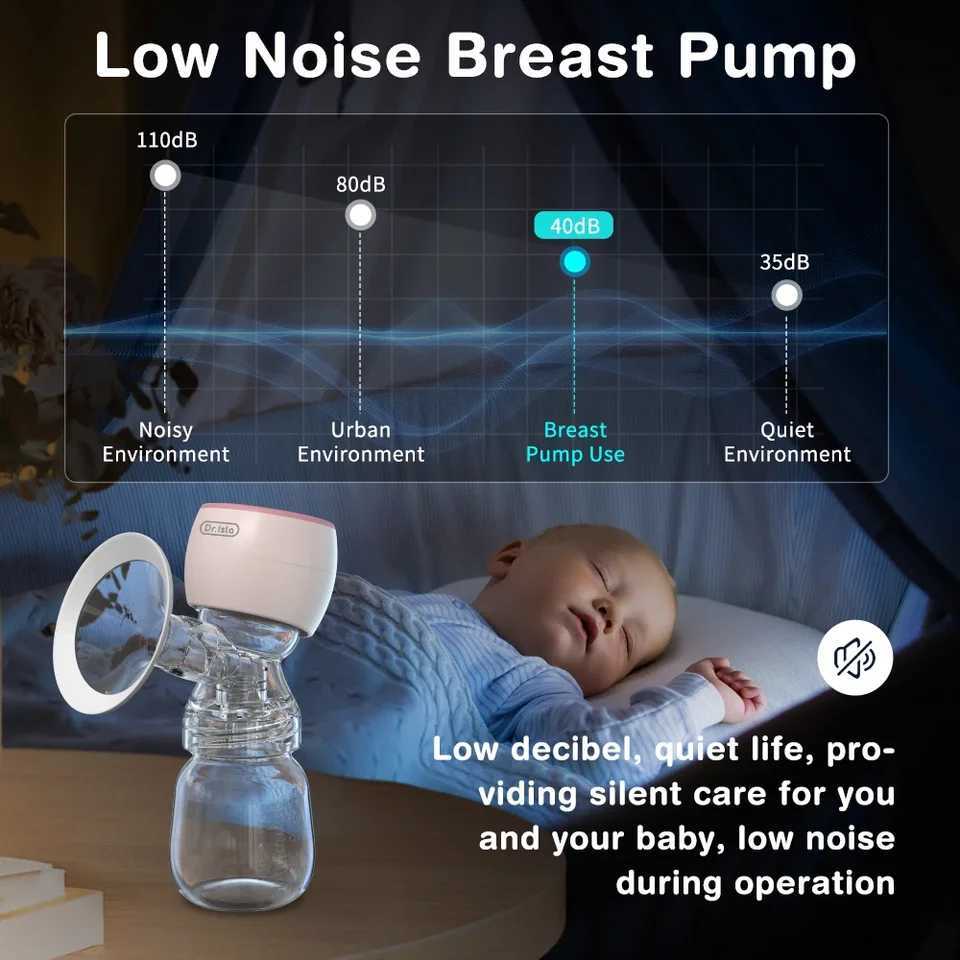 Electric Breast Pump Low Noise With Night Light 180ml Milk Bottle Intelligent Integrated High Suction Breast Pump X250724