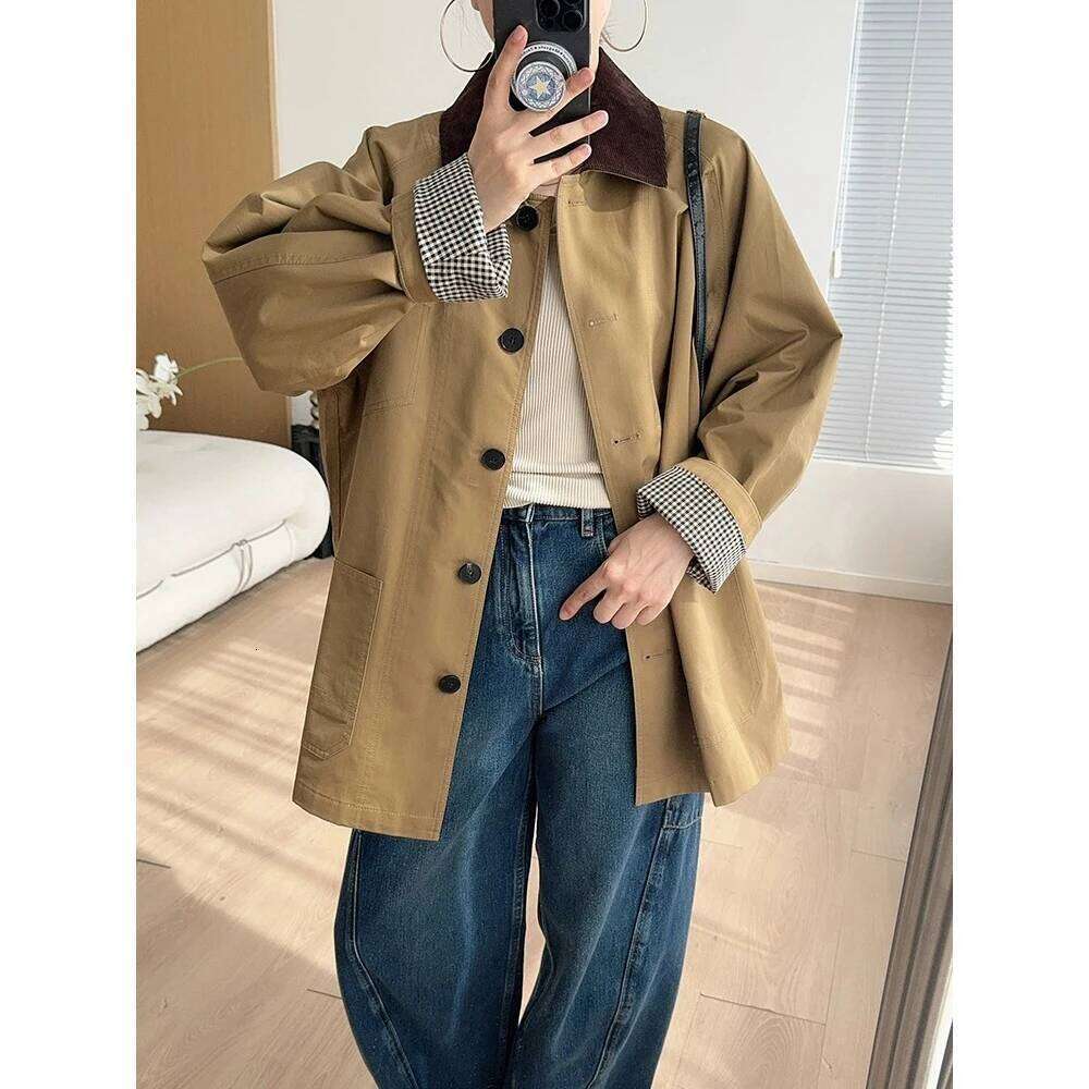 100% Cotton Autumn Corduroy Collar Single Button Vintage Coat Fashion Women Jacket Femme Streetwear Tops Clothes