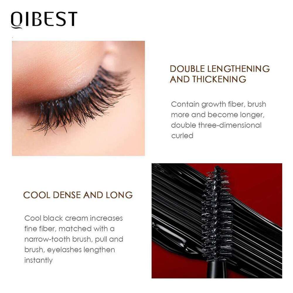 QIBEST Waterproof Black Eye Makeup Rimmel 4D Eyelash Cosmetics Curling Thick Eyelashes Silk Fiber Volume Mascara X250724