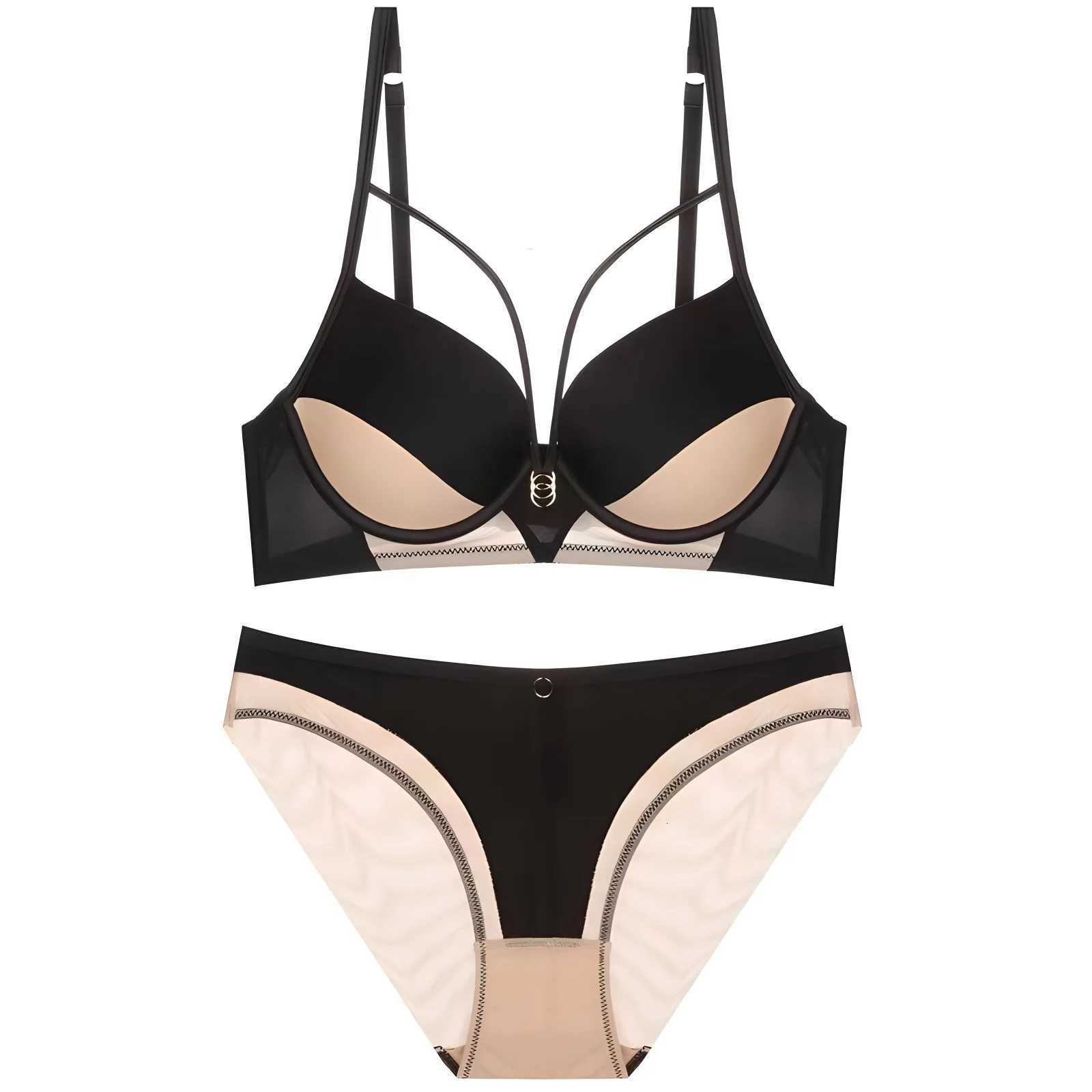 Skeleton Solid Color Plus Size CD Size Lingerie Suit Push-Up Bra Set Adjustable Brassiere With Comfort Panties W250724