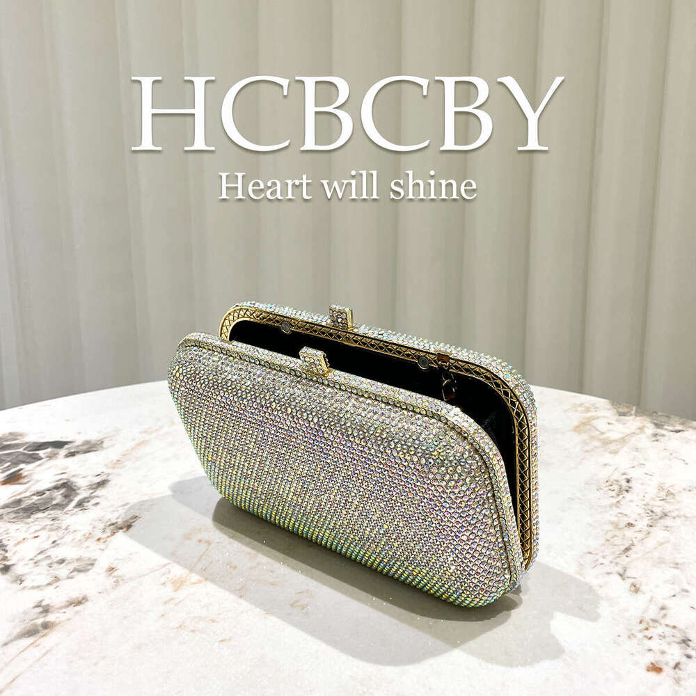 Designer Luxury Evening Diamond Golden Shiny Luxurious Rhinestone Women's Fashionable Elegant Evening Clutch Handbag Bridal Bag