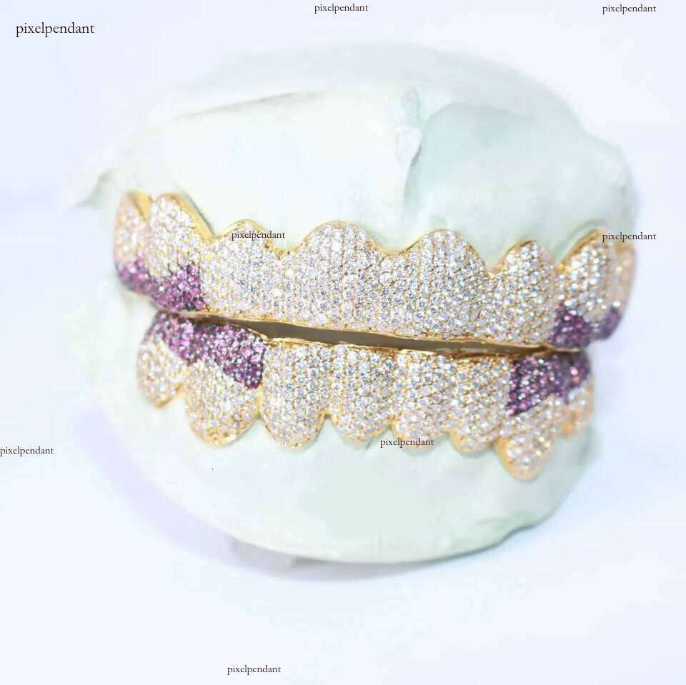 Hip Hop Piercing Jewelry Custom Gold Plated Sterg Sier Opal Moissanite Dia Iced Out Grillz for Teeth