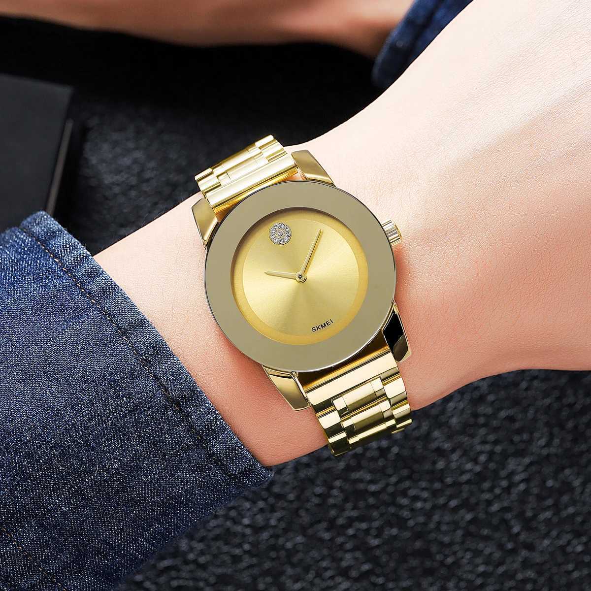 Skmei Unisex Quartz Waterproof Bracelet Watches Luxury Stainless Steel Strap Simple Style Analog Display Fashion Wristwatch W250724