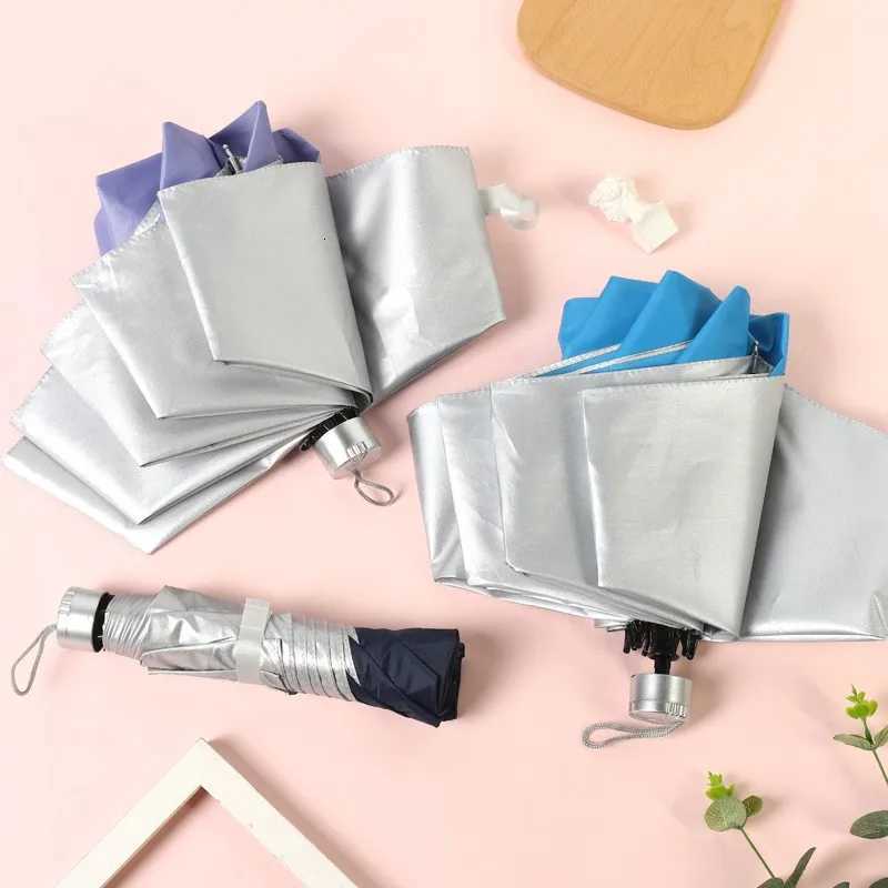 7 bones three folding hand-open silver glue sunscreen parasol folding sun-rain dual-purpose umbrella R250724