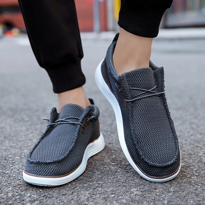 Fujeak Mens Breathable Casual Canvas Slip Shoes Comfort Slip-on Male Loafer Soft Loafers Lightweight Working Shoes 250716