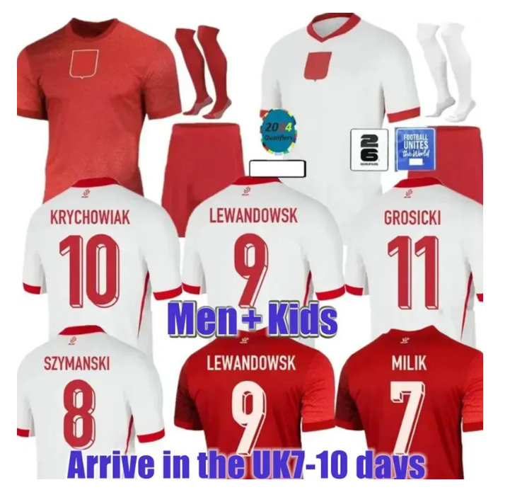 POLAND 2024 Soccer Jerseys LEWANDOWSKI Home Away 24 25 Polska National Team MILIK PISZCZEK PIATEK GROSICKI KRYCHOWIAK ZIELINSKI