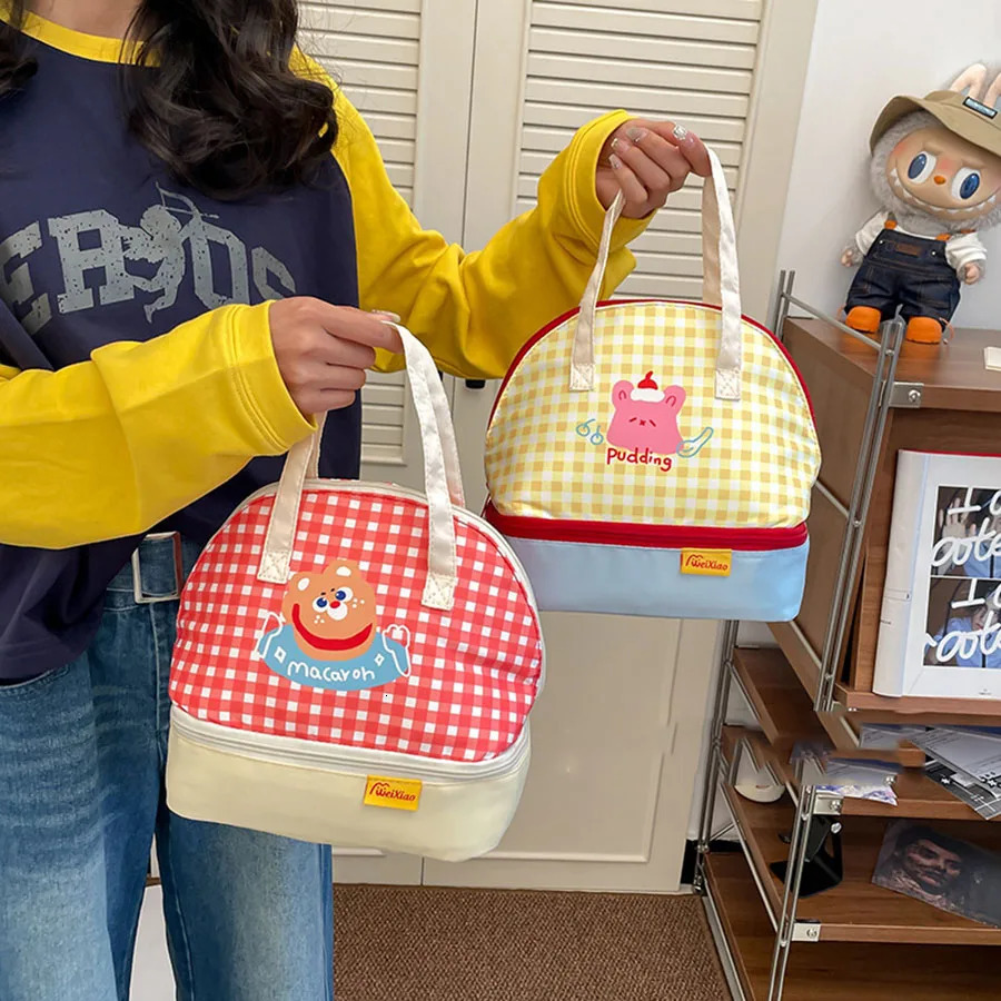 cartoon rice bag Students office bento tote bag Large capacity insulated aluminum foil bag 250723