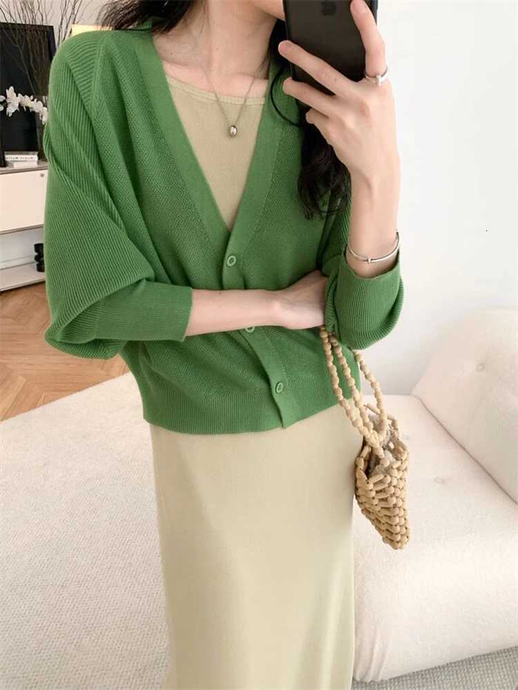 Womens Oversized Batwing Sleeve Green Blouse Spring Autumn Clothes Solid Color Sweater Women Clothing Cardigan Coat Tops C-168 X250724