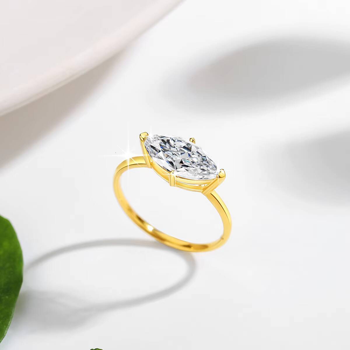 Luxury Engagement Jewelry 6x12mm 2ct Marquise Cut Moissanite Hollow 14k Ring Womens Gold