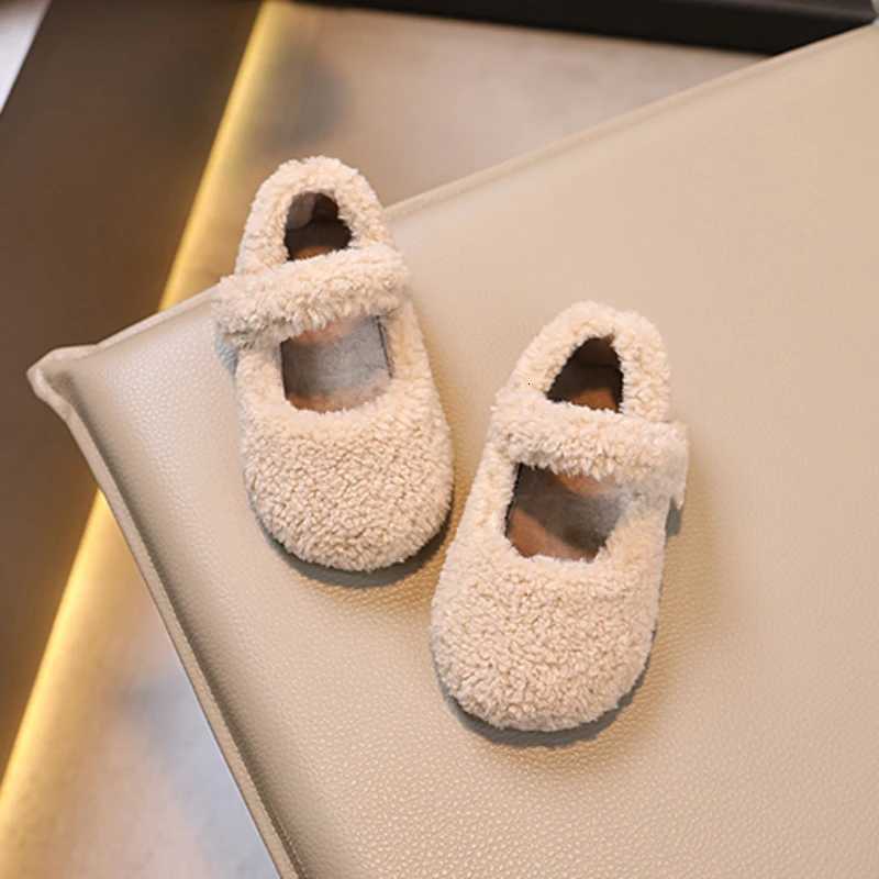 Winter New Children Flat Shoes Fur Cover Toe Light Warm Kids Casual Shoe 2024 Plush Warm Non-slip Leisure Comfy Boys Girls Shoe XJ250724