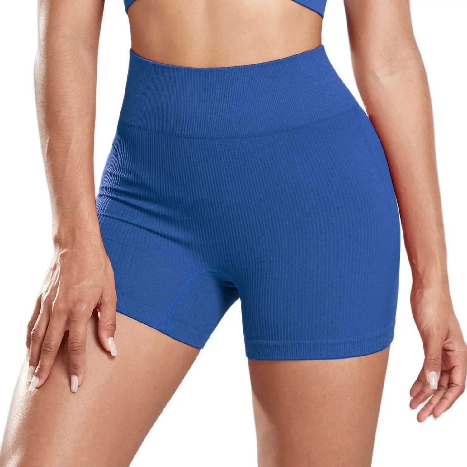 Chrleisure Seamless Ribbed Yoga Shorts for Women High Waisted Biker Tights Elastic Workout Slim Sports Leggings Sportswear XJ250724