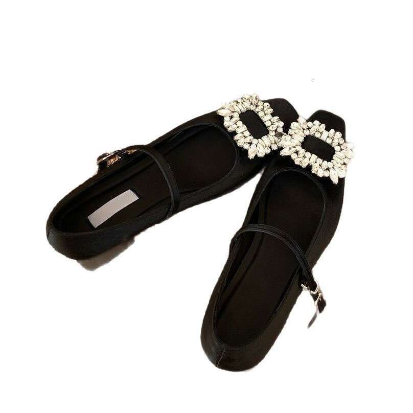 Designer Spring New High Heels for Women, Outdoor Wear, High-End Rhinestone Square Buckle Mary Jane Shoes, Soft Sole Women's Shoes