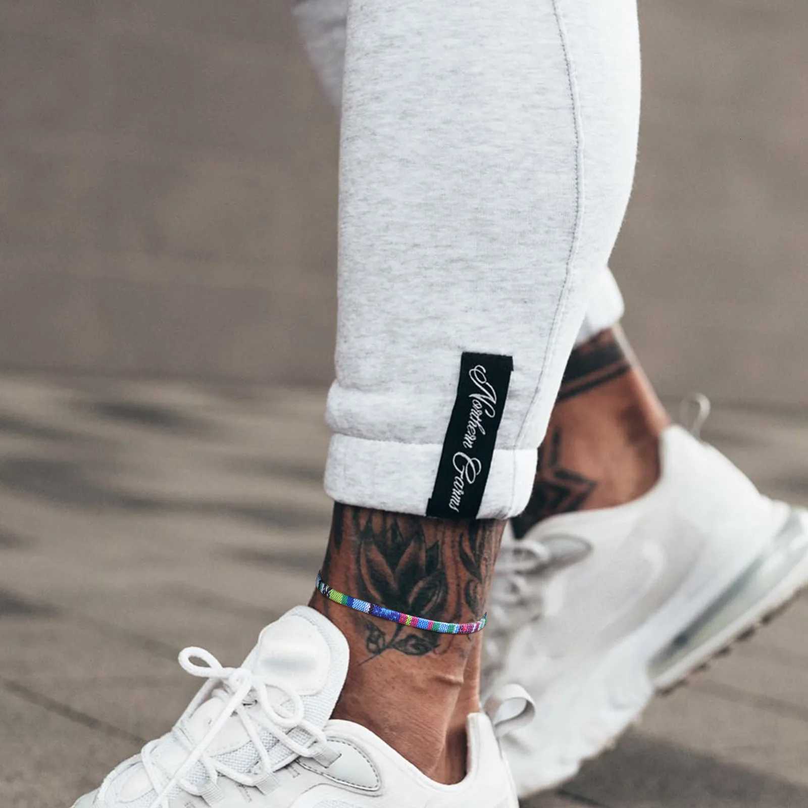 Mens Surfer AnkletsBohemia Handmade Rope Cord Chain Barefoot Ankle to Boys Male Summer Holiday Beach JewelryLength Adjustable S250723