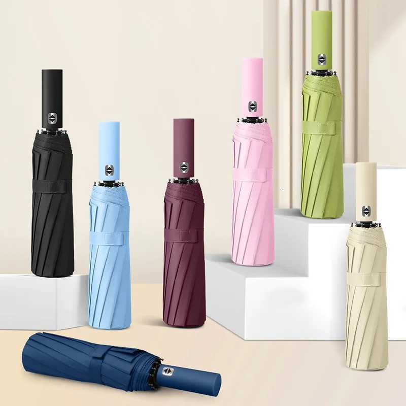 12 Bone Black Glue Fully Automatic Umbrella With Thick And Durable Keel Three Fold Umbrella UV Resistant Folding Umbrella. R250724