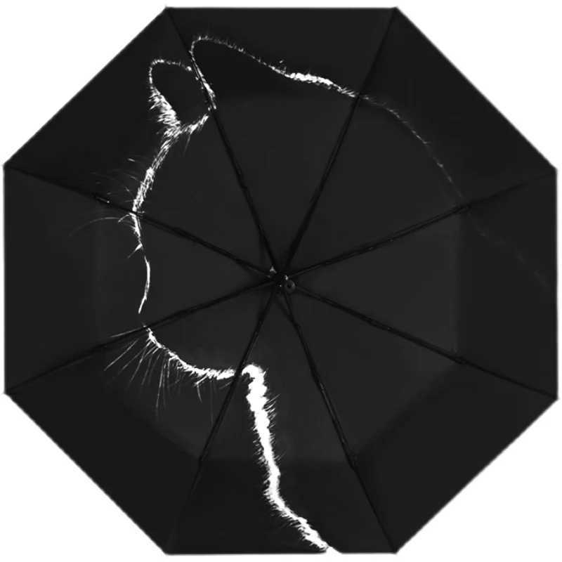 Cartoon Cat Umbrella Female Sun and Rain Dual-purpose Folding Umbrella Parasol Automatic Student Sun Protection Ultraviolet Sun R250725