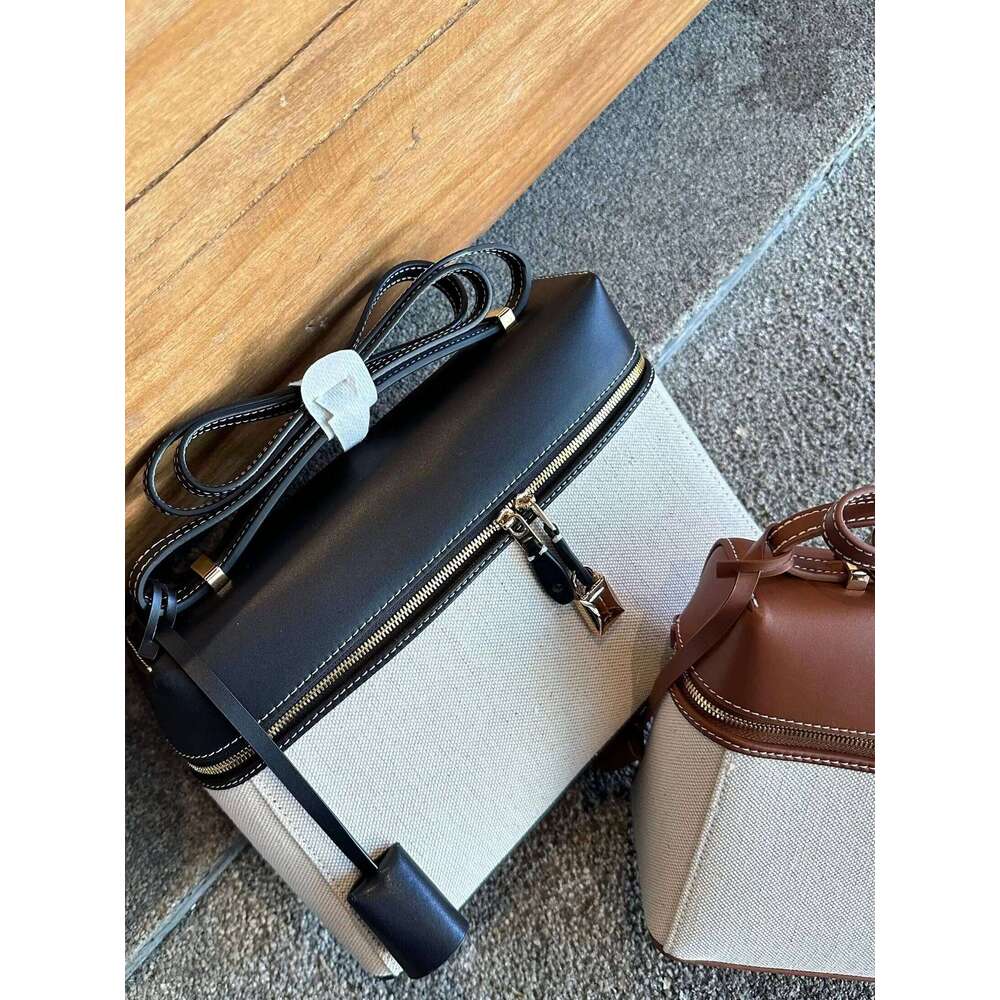 High-End Leather And Canvas LunBagsbox oulder Crossbody for Commuting Women's Large Capaci Single Strap Bag