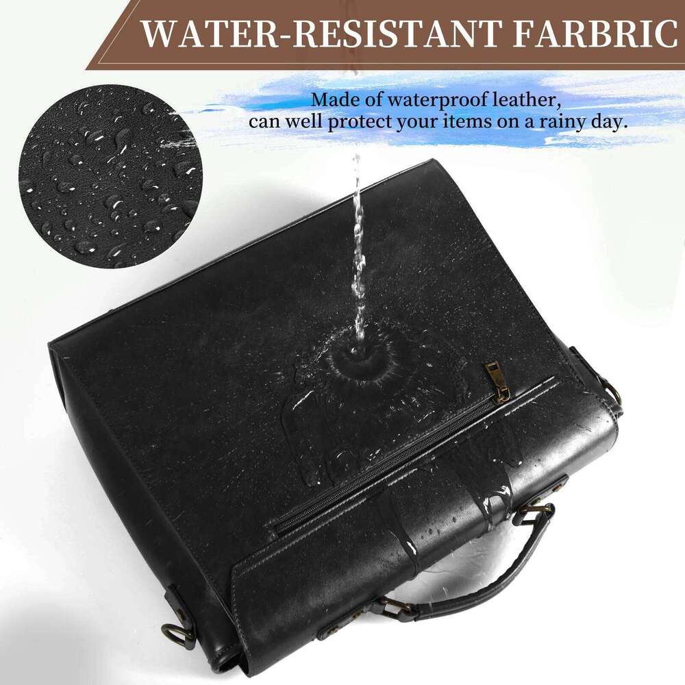Messenger Waterproof Leather Laptop Briefcase Large Satchel Shoulder Bag for Office Travel College