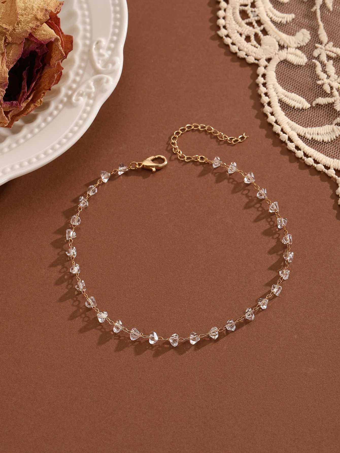 QIAMNI Summer Bohemia Crystal Cubic Zirconia Anklet For Women Girls Ankle Bracelet Leg Chain Beach Party Travel Foot Jewelry S250724