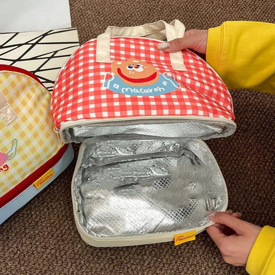 cartoon rice bag Students office bento tote bag Large capacity insulated aluminum foil bag 250723