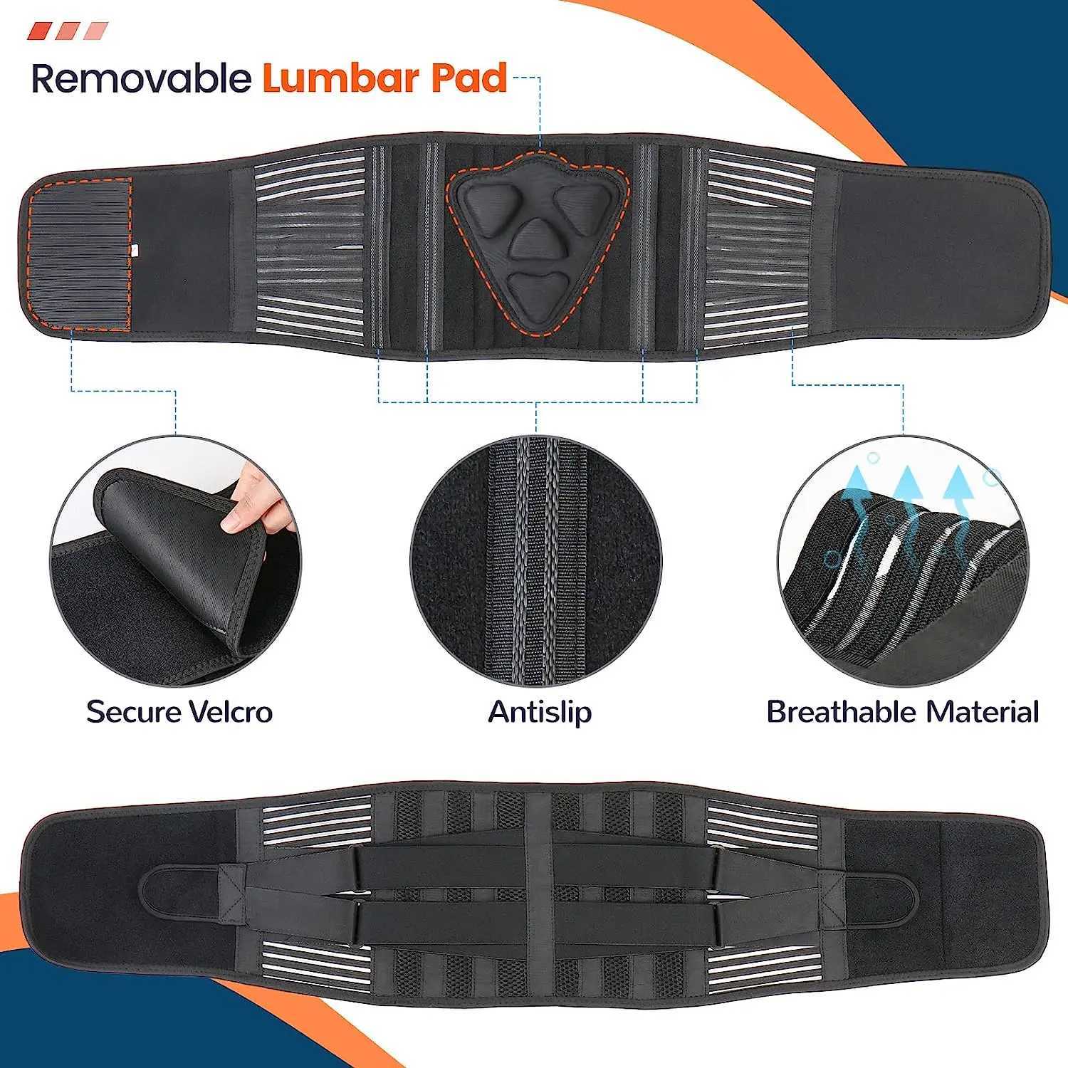 Adjustable Waist Belt Lumbar Support Back Fitness Sports Safety Waist Support Brace Tummy Control Double Banded just lumbar W250724