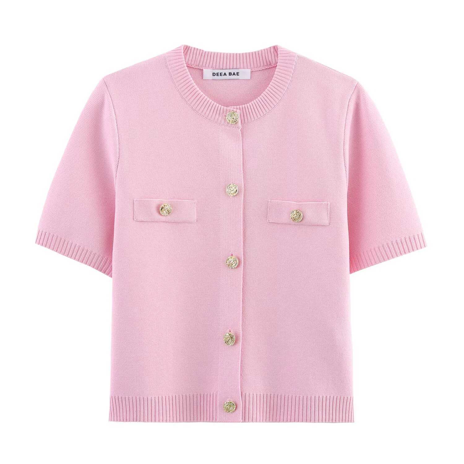2025 Spring And Summer New Womens Short Sleeve Simple Fashion Style Knitted Cardigan Coat X250724