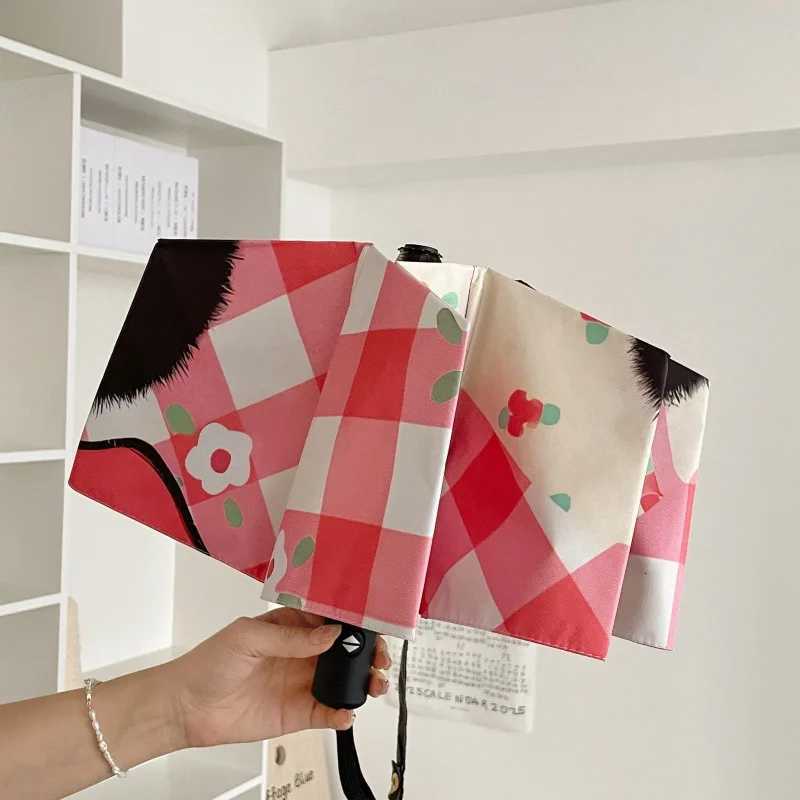 Folding umbrella custom cartoon sun umbrella UV anti-vinyl umbrella tri-fold sun umbrella R250724