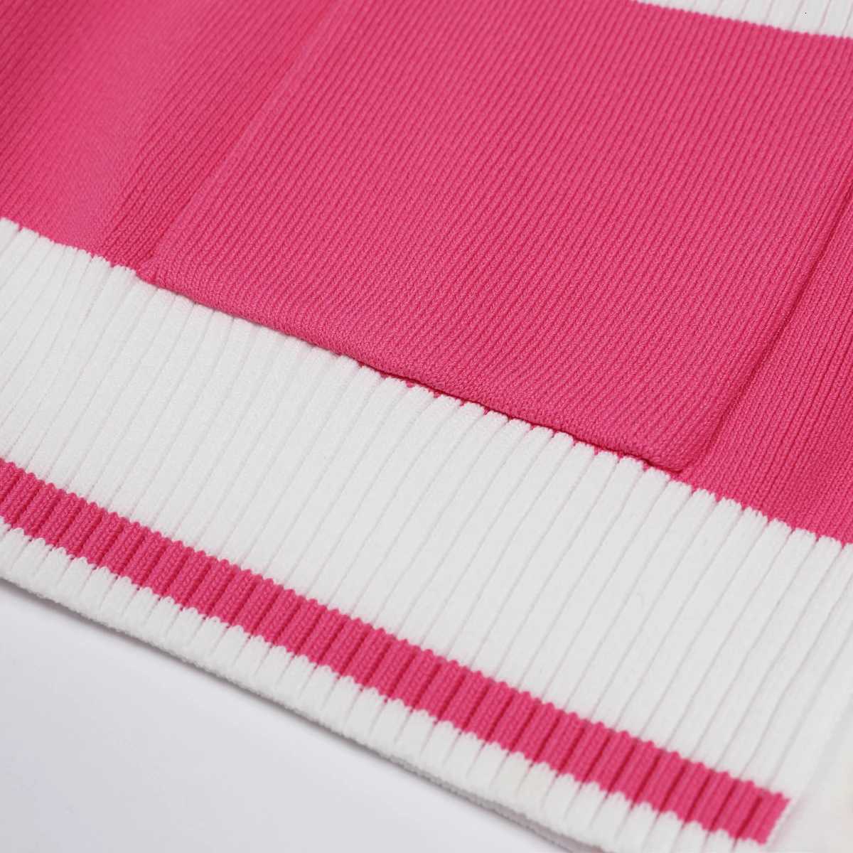 igh Chuti Summer New Short Slved Round Neck Embroidered Letter Color Blocked Elastic Knitted Fashionable Womens Cardigan X250724